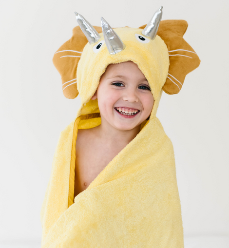 Bamboo Viscose Baby Hooded Towel Yellow Dinosaur